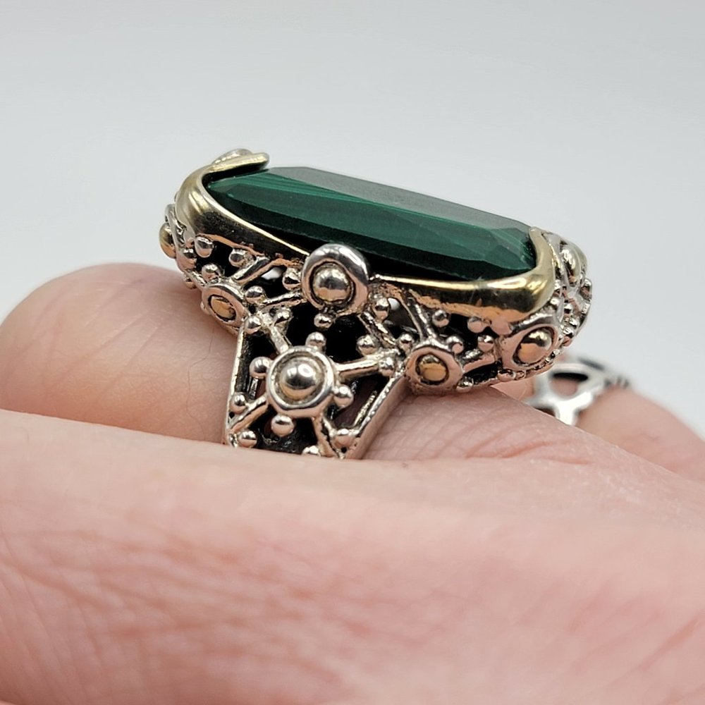 925 Sterling Malachite Statement Ring - image 6